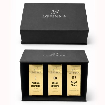 Set parfum Lorinna Paris Arabian Interlude & Black Extreme & Angel Share, 3 x 50 ml, Cutie cadouri parfum premium