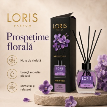 Set parfum odorizat de camera cu betisoare parfumate, miros placut persistent, LORIS PARFUM, esenta Violeta Mov, 120 ml - Img 2