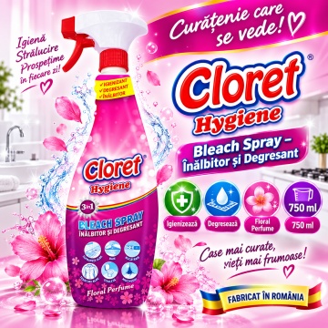Solutie curatare baie Cloret Hygiene Bleach Spray – 750 ml - Img 6