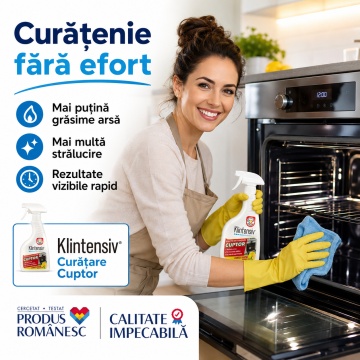 Soluție curățare cuptor Klintensiv, degresant profesional pentru grăsime arsă și depuneri carbonizate, pentru cuptoare, plite, tăvi, grătare și inox, 500 ml, 4x Stickere - Img 5