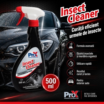 Soluție curățat insecte auto PRO X Insect Cleaner, pentru caroserie, parbriz, faruri și suprafețe exterioare, dizolvă urmele de insecte și murdăria organică, 500 ml, 4x Stickere - Img 6