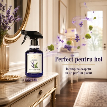 Spray Odorizant Loris Pafum Lavander & Patchouli, 500 ml, pentru Cameră, Hol, Baie și Auto, Aromă de Lavandă și Patchouli - Img 3