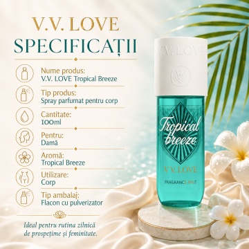 Spray Parfumat pentru Corp V.V. Love Tropical Breeze, 150 ml, Damă, Aromă Fresh Tropicală - Img 8