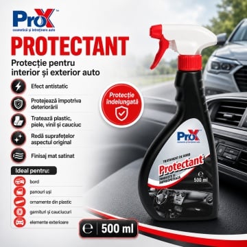 Tratament bord auto PRO X Protectant, dressing mat satinat pentru plastic, piele, vinil și cauciuc, efect antistatic, protecție și reîmprospătare suprafețe auto, 500 ml, 4x Stickere - Img 6