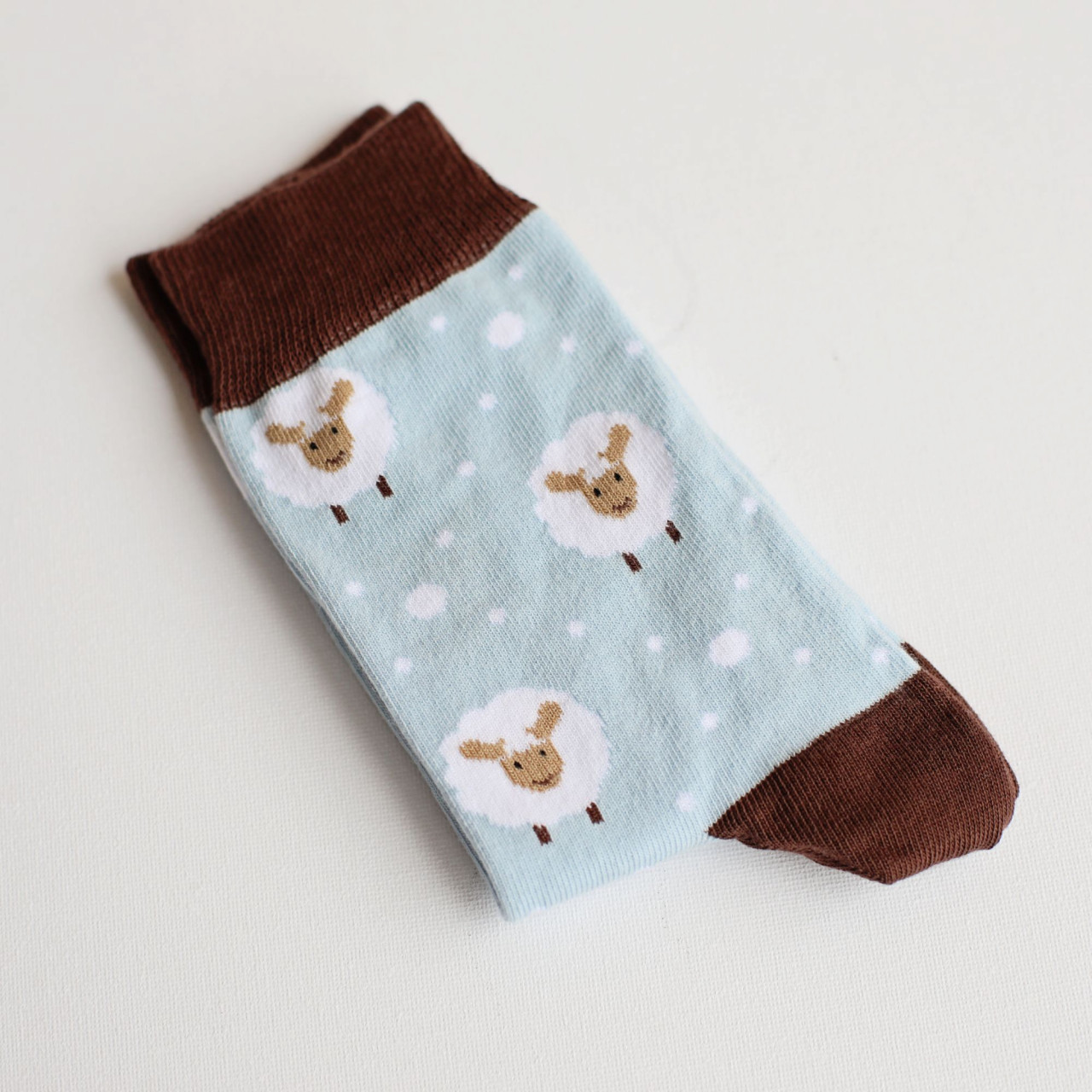Șosete vesele cu model Fluffy Sheep - Light Blue