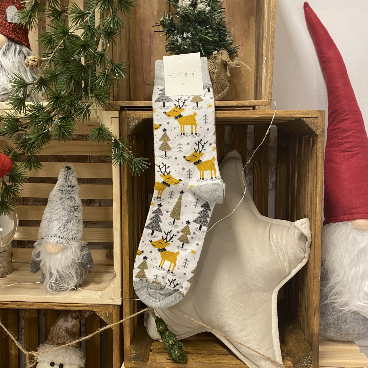 Șosete vesele Winter Wonderland - Reni, marime 41-46