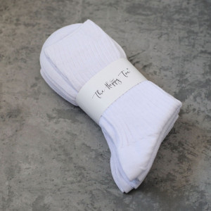 Set 5 perechi Șosete reiate fără presiune albe 100% bumbac