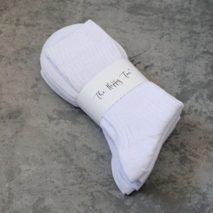 Set 5 perechi Șosete reiate fără presiune albe 100% bumbac
