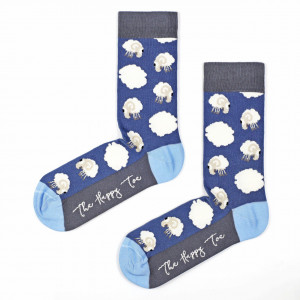 Șosete vesele cu model Flying Rams - Dark Blue