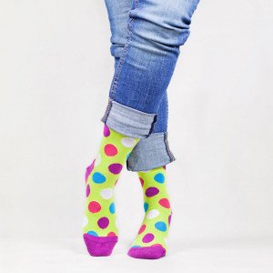 Șosete vesele cu model Huge Dots - Neon