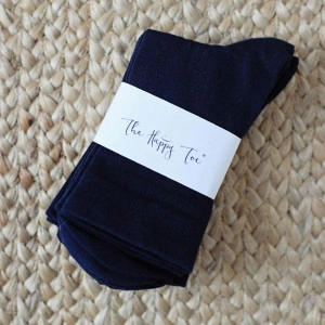 Set 5 perechi Șosete bleumarin fără elastic din bumbac pieptănat
