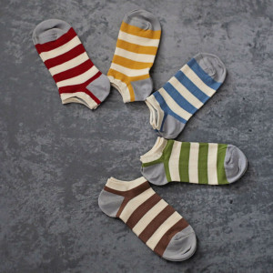 Set 5 perechi Șosete foarte scurte cu dungi colorate din bumbac pieptănat, marime 36-40