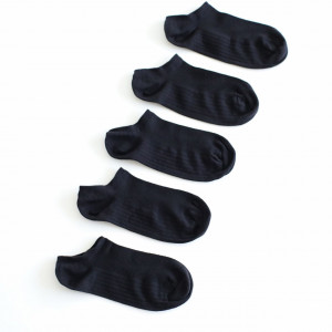 Set 5 perechi Sosete foarte scurte negre tip talpici cu tricot respirabil