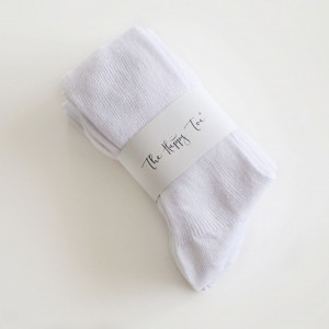 Set 5 perechi Șosete reiate fără presiune albe 100% bumbac, pentru femei