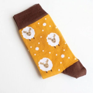 Șosete vesele cu model Fluffy Sheep - Mustard