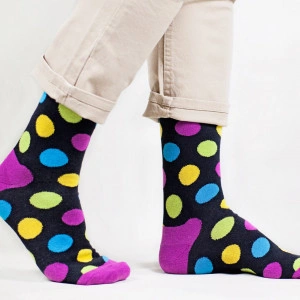 Șosete vesele cu model Huge Dots - Black - Img 5