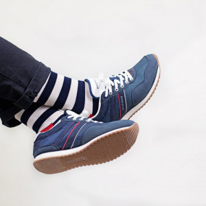 Șosete vesele cu model Just Stripes - Marine
