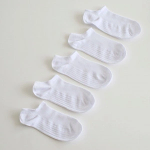 Set 5 perechi Sosete foarte scurte albe tip talpici cu tricot respirabil - Img 5
