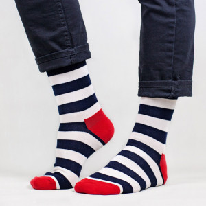 Șosete vesele cu model Just Stripes - Marine