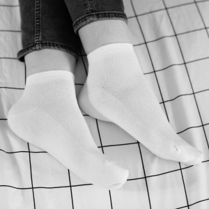 Set 5 perechi Șosete scurte albe cu tricot respirabil din bumbac, Colecția Basic