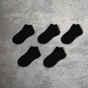 Set 5 perechi Șosete scurte subțiri negre din lână extra fină merino 92%