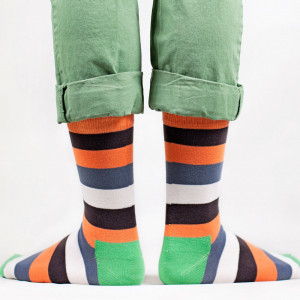 Sosete vesele cu model Just Stripes - Orange