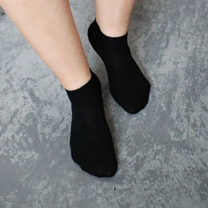 Set 5 perechi Șosete scurte subțiri negre din lână extra fină merino 92%