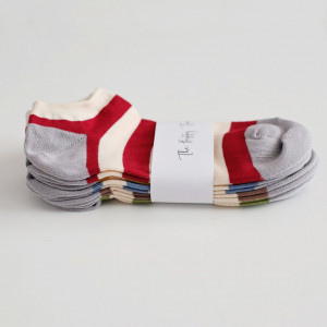 Set 5 perechi Șosete foarte scurte cu dungi colorate din bumbac pieptănat, marime 36-40