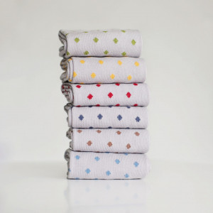 Set 6 perechi Șosete gri cu buline mici multicolor