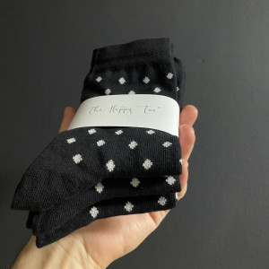 Set 3 perechi de Șosete negre cu buline mici