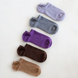 Set 5 perechi Șosete foarte scurte multicolor fără cusătură din bumbac pieptănat