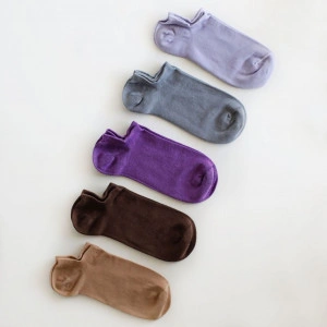 Set 5 perechi Șosete foarte scurte multicolor fără cusătură din bumbac pieptănat