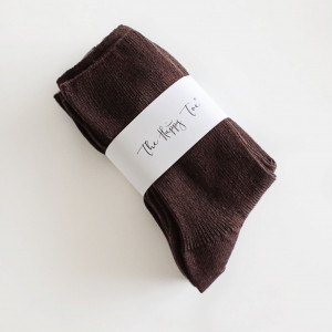 Set 5 perechi Șosete reiate fără presiune maro 100% bumbac, pentru femei