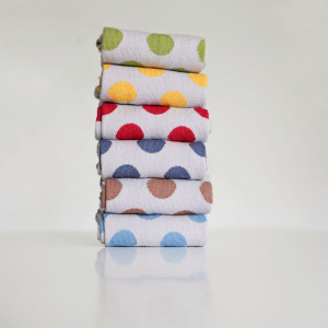Set 6 perechi Șosete gri cu buline mari multicolor