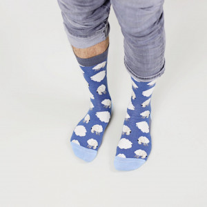 Șosete vesele cu model Flying Rams - Dark Blue