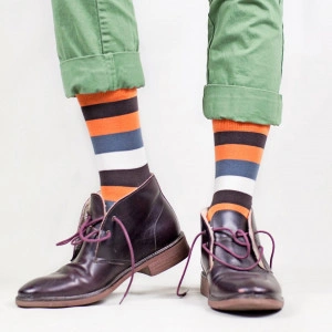 Sosete vesele cu model Just Stripes - Orange - Img 5