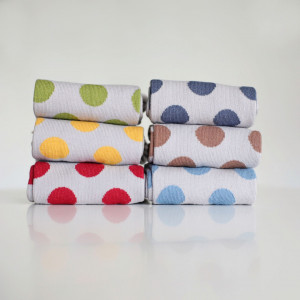 Set 6 perechi Șosete gri cu buline mari multicolor