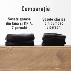 Set 6 perechi Șosete groase negre din lână și PNA - Img 2