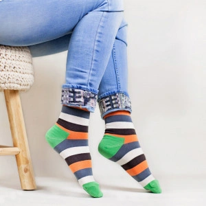 Sosete vesele cu model Just Stripes - Orange - Img 2