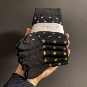 Set 5 perechi Șosete negre cu buline mici multicolor