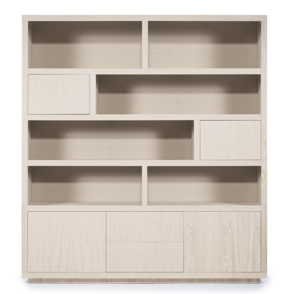 Biblioteca Helsinki din lemn de stejar taupe 200x220cm
