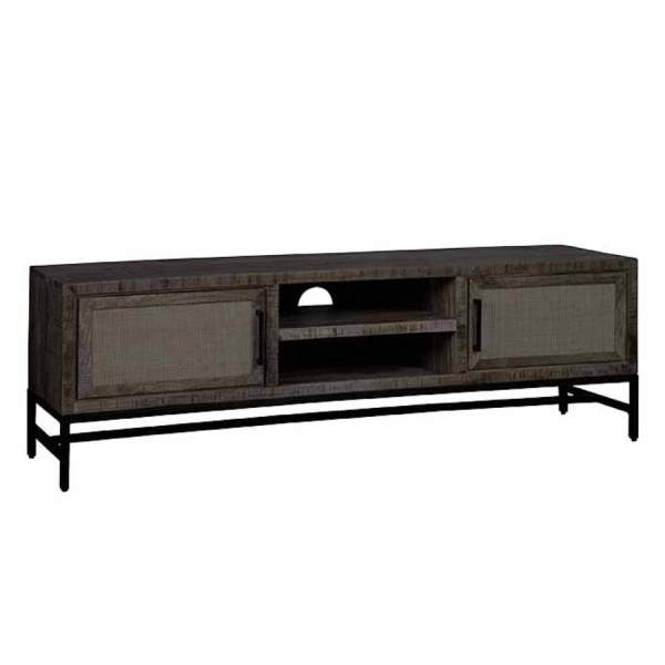Comoda TV Carini din lemn de mango si cadtru metalic neagra 160 cm