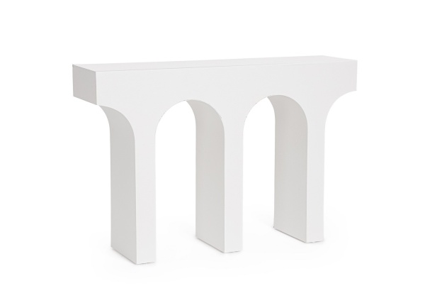 Consolă modelată Rhome, finisaj cu efect material, albă, 120x30x80 cm
