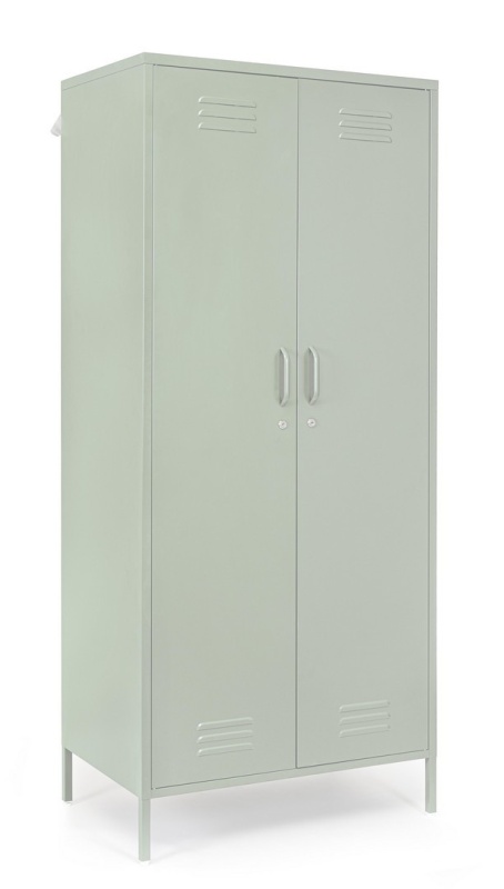 Dulap Cambridge, cu 2 uși, din oțel, vopsit electrostatic, verde salvie, 80x50x185 cm