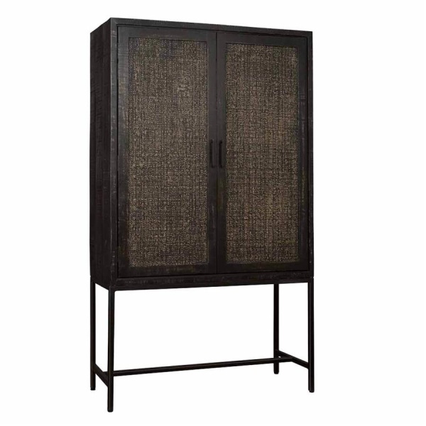 Dulap living Carini din lemn de mango negru 110 cm