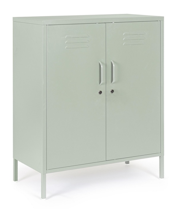 Dulapior Cambridge, cu 2 uși și 2 rafturi ajustabile, din metal vopsit electrostatic, verde salvie, 80x40x101.5 cm