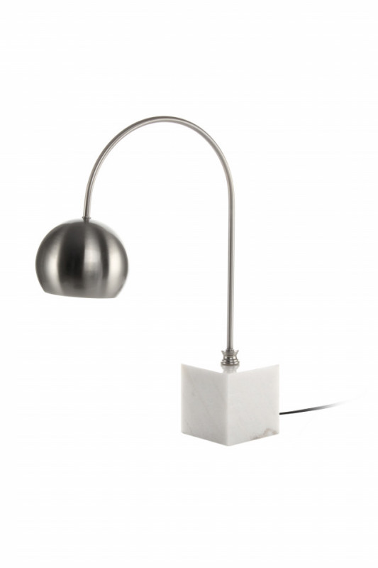 Lampa decorativa din PVC/fier/marmura Bella argintie/alba, un bec