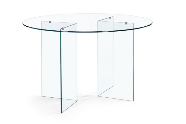 Masă dining fixă Iride, 6 locuri, din sticlă, Ø130 cm