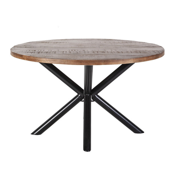 Masa rotunda cu blat din lemn de mango 130x130x76 cm maro/negru