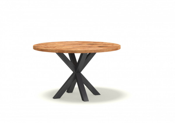 Masa rotunda cu blat din lemn de mango Basto 130x130x78 cm maro/negru